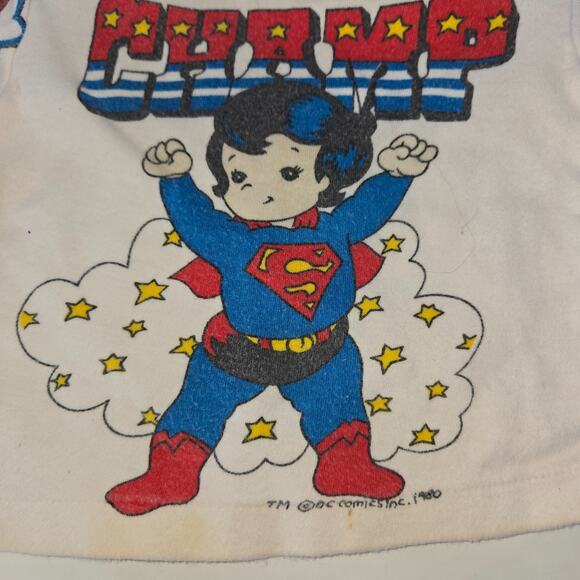 Vintage Superman Jr 1978 Champ Infant Baby T-Shirt 9 Months White Baby Fair - Picture 2 of 9